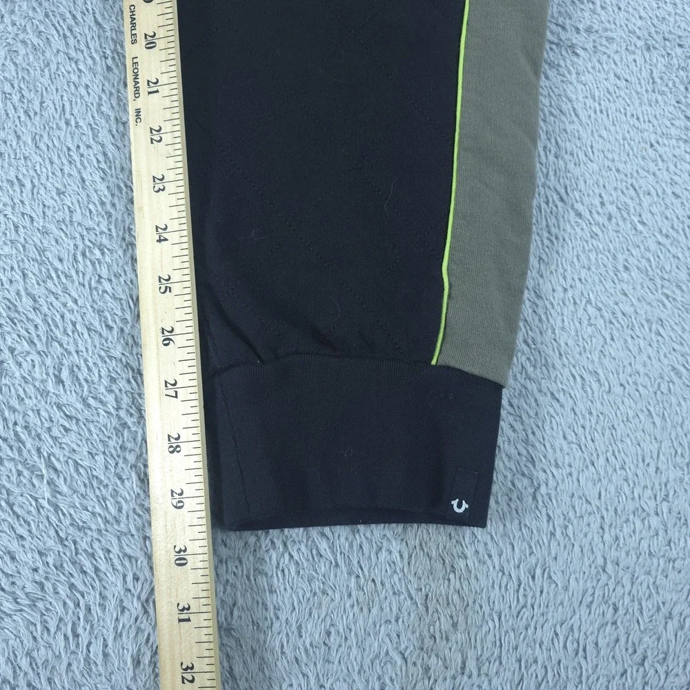 True Religion Jogger Pants Mens XL Black Quilted Colorblock Elastic Waist Cuffed